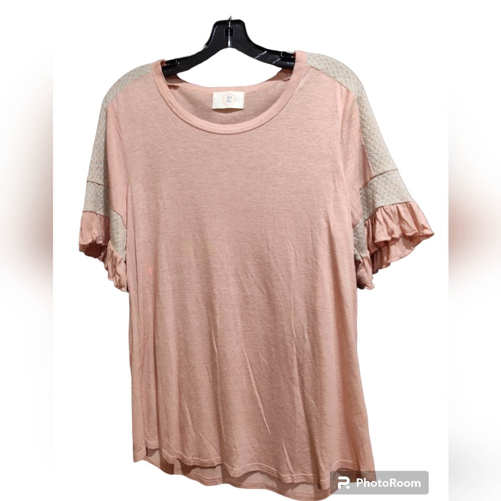 Elle Mara Ruffled Short Sleeve Tunic New With Tabs